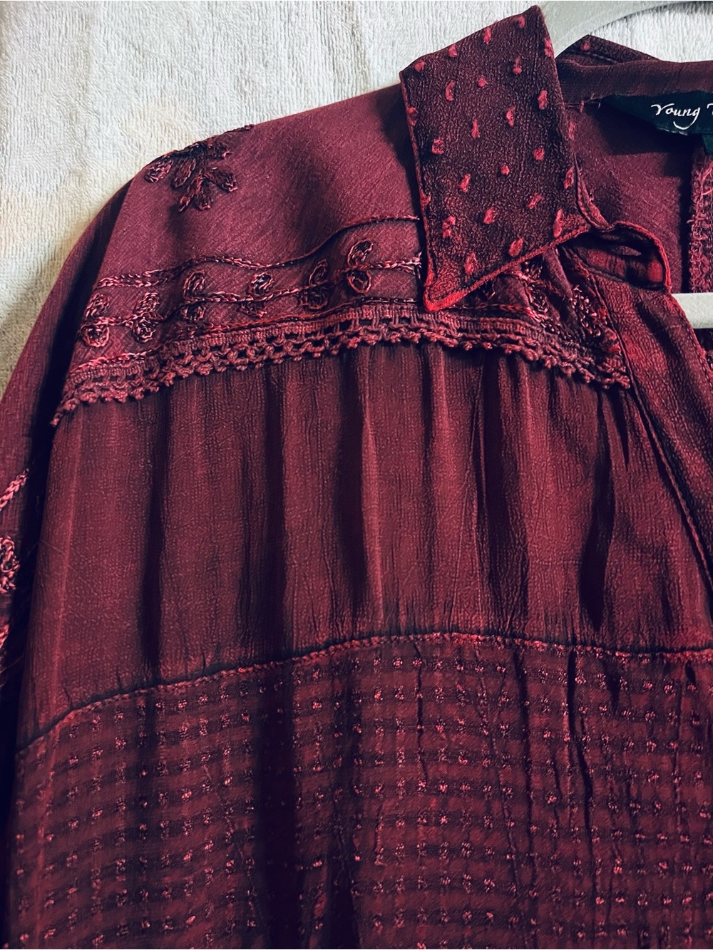 Young Threads Maroon Button-Front Relaxed Blouse - Picture 3 of 6